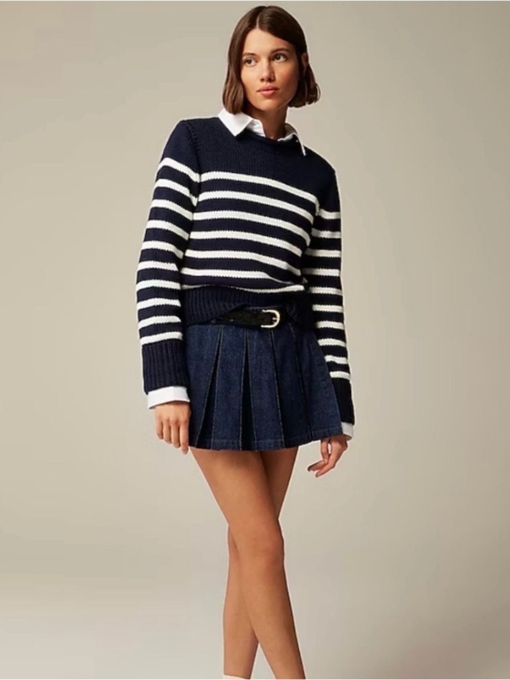 J Crew Heritage Cotton Rollneck sweater in Stripe